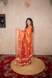 Suvarna Lahar- Orange Zari Linen Saree