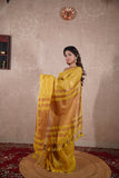 Swara- Yellow Saree with zari stripes