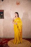 Swara- Yellow Saree with zari stripes
