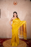 Swara- Yellow Saree with zari stripes