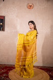 Swara- Yellow Saree with zari stripes