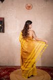 Swara- Yellow Saree with zari stripes