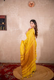 Swara- Yellow Saree with zari stripes