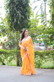 Tangerine- Orange Kota Doria Saree