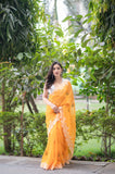 Tangerine- Orange Kota Doria Saree