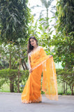 Tangerine- Orange Kota Doria Saree