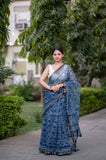 Twilight - Indigo Kota Doria Saree