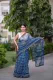 Twilight - Indigo Kota Doria Saree