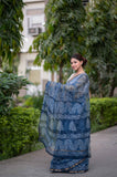 Twilight - Indigo Kota Doria Saree