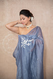 Tantika- Grey Silk Linen Saree