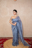 Tantika- Grey Silk Linen Saree