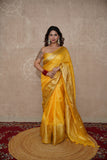 Tapti- Yellow Silk Linen Saree