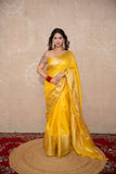 Tapti- Yellow Silk Linen Saree