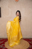 Tapti- Yellow Silk Linen Saree
