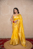 Tapti- Yellow Silk Linen Saree