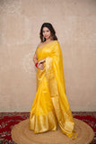 Tapti- Yellow Silk Linen Saree