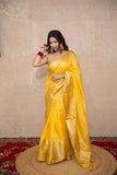 Tapti- Yellow Silk Linen Saree