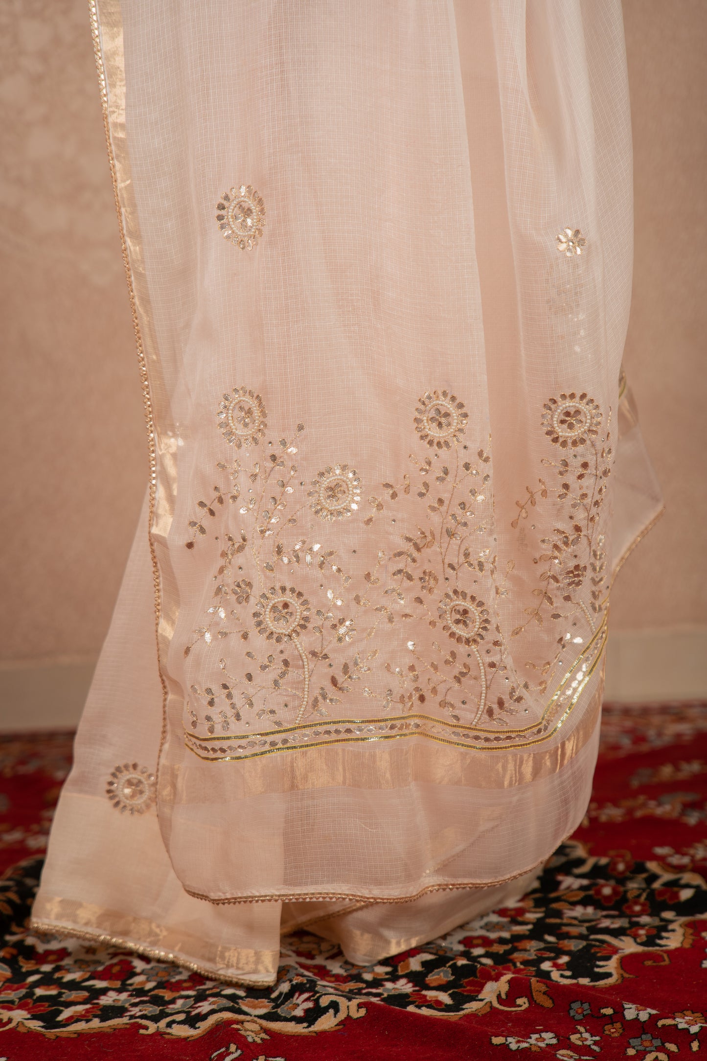Tejvalli- Cream Gota Jaal Saree