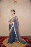 Vallari- Blue Tissue Saree with Border
