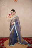 Vallari- Blue Tissue Saree with Border