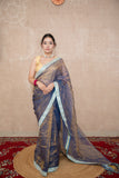 Vallari- Blue Tissue Saree with Border