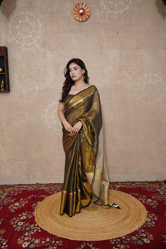 Vasudha- Copper saree with temple border