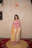 Vrinda- Pink Zari Saree with temple border