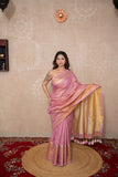 Vrinda- Pink Zari Saree with temple border