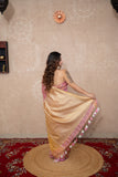 Vrinda- Pink Zari Saree with temple border