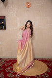 Vrinda- Pink Zari Saree with temple border