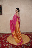 Vritti- Pink Saree with hand embroidery