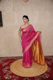 Vritti- Pink Saree with hand embroidery