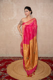 Vritti- Pink Saree with hand embroidery