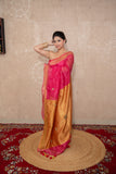 Vritti- Pink Saree with hand embroidery