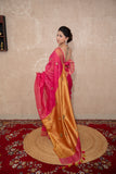 Vritti- Pink Saree with hand embroidery