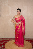 Vritti- Pink Saree with hand embroidery