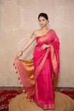 Vritti- Pink Saree with hand embroidery