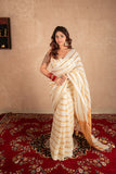 White Stripes- Striped Linen Saree