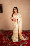 White Stripes- Striped Linen Saree