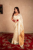White Stripes- Striped Linen Saree