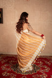 White Stripes- Striped Linen Saree