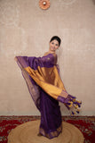 Yamika- Purple Saree with hand embroidery