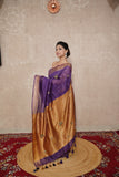 Yamika- Purple Saree with hand embroidery