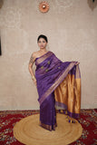 Yamika- Purple Saree with hand embroidery