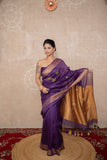 Yamika- Purple Saree with hand embroidery