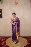 Yamika- Purple Saree with hand embroidery