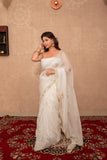 Ziya - White Buti work kota silks saree