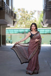 Amrita- Red Bagru Maheshwari Silk Saree