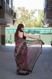 Amrita- Red Bagru Maheshwari Silk Saree