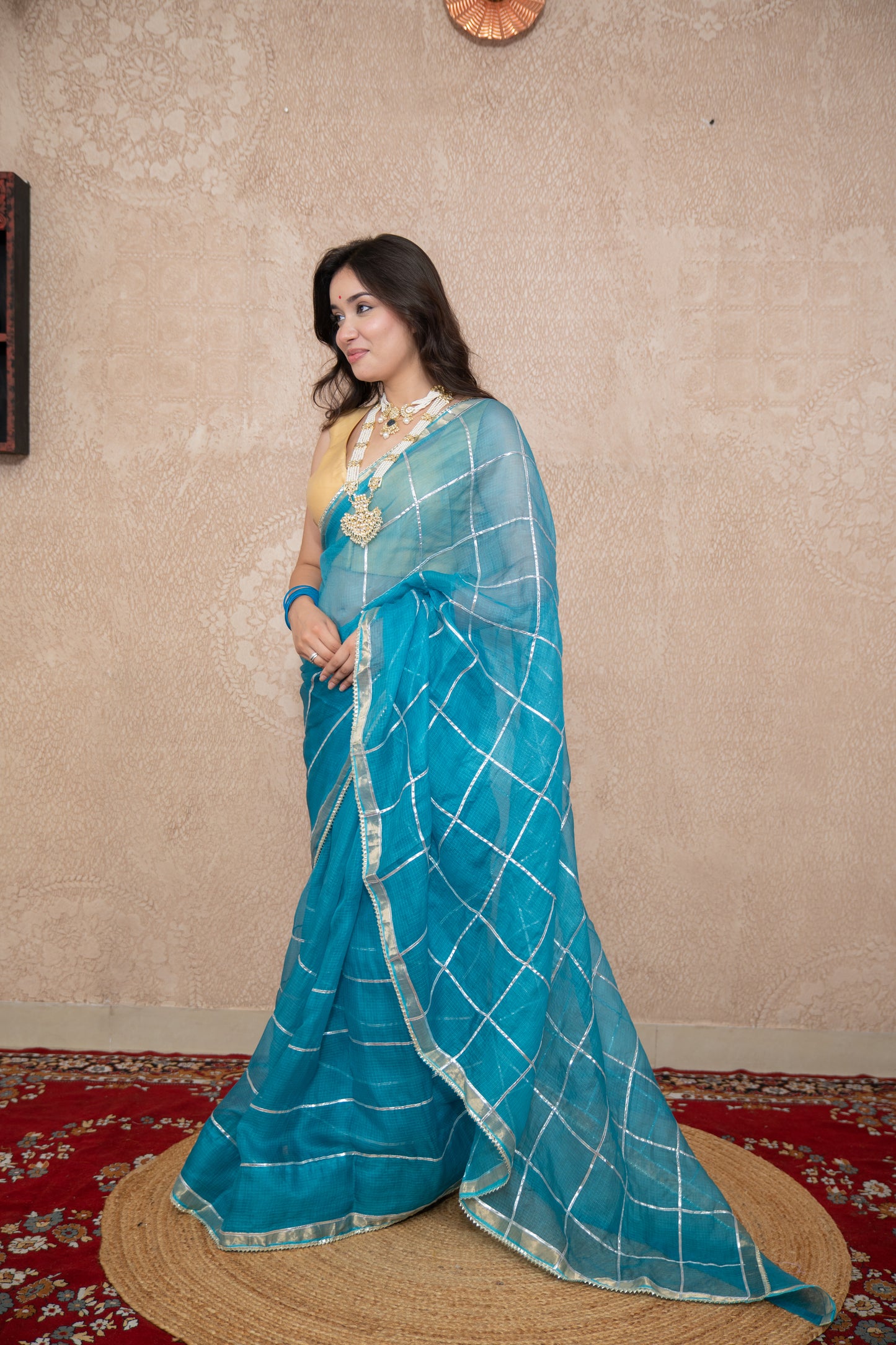 Aakashi- Blue Striped Gota Patti Saree